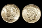 Lot of 2 Peace Silver Dollars  1922, 1926-S  AU-BU  90% Silver