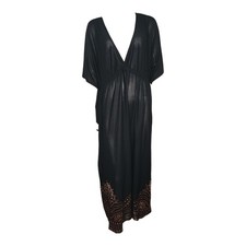 Swimsuits For All Swim Coverup Womens Plus Size 22/24 Black Gold Dress Travel