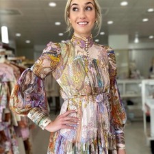 Zimmermann Kaleidoscope Dress Size 0 /8 AU /2 US Mini Silk Lurex Long Sleeve