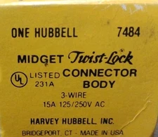 HUBBELL 7484 Locking Devices, Midget Twist-Lock®, Weatherproof for 3-wire