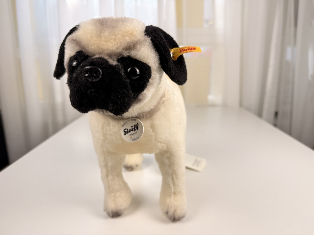 Steiff Animal 045042 Lielou Pug 30cm Alpaca White Excellent
