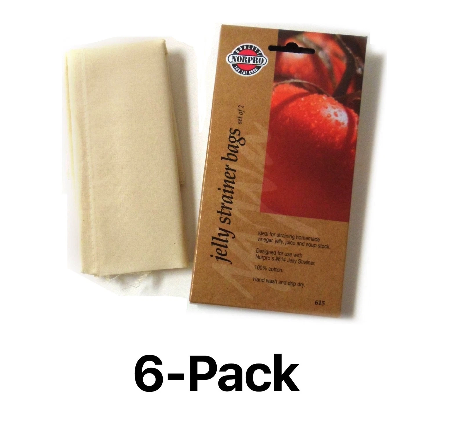 Norpro Set of 2 Cotton/Polyester Mix Jelly Strainer Bags (6-Pack)