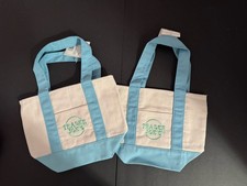 2x Trader Joe  s Mini Canvas Tote Bag Pastel Blue Limited Edition New With Tags