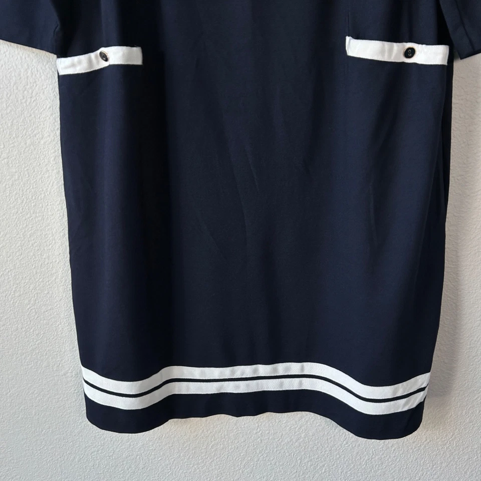 Vestido midi Talbots plus size 20W 2X shift ponte malha azul marinho náutico manga 3/4 - Imagem 3 de 4