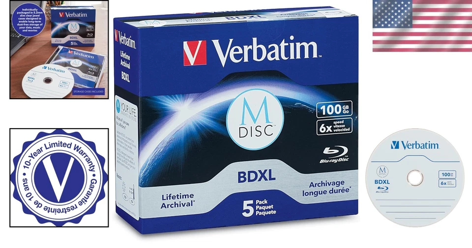 M-Disc BDXL 100GB 6X Blank Blu-Ray Media - 5pk Jewel Case - Image 2 of 4