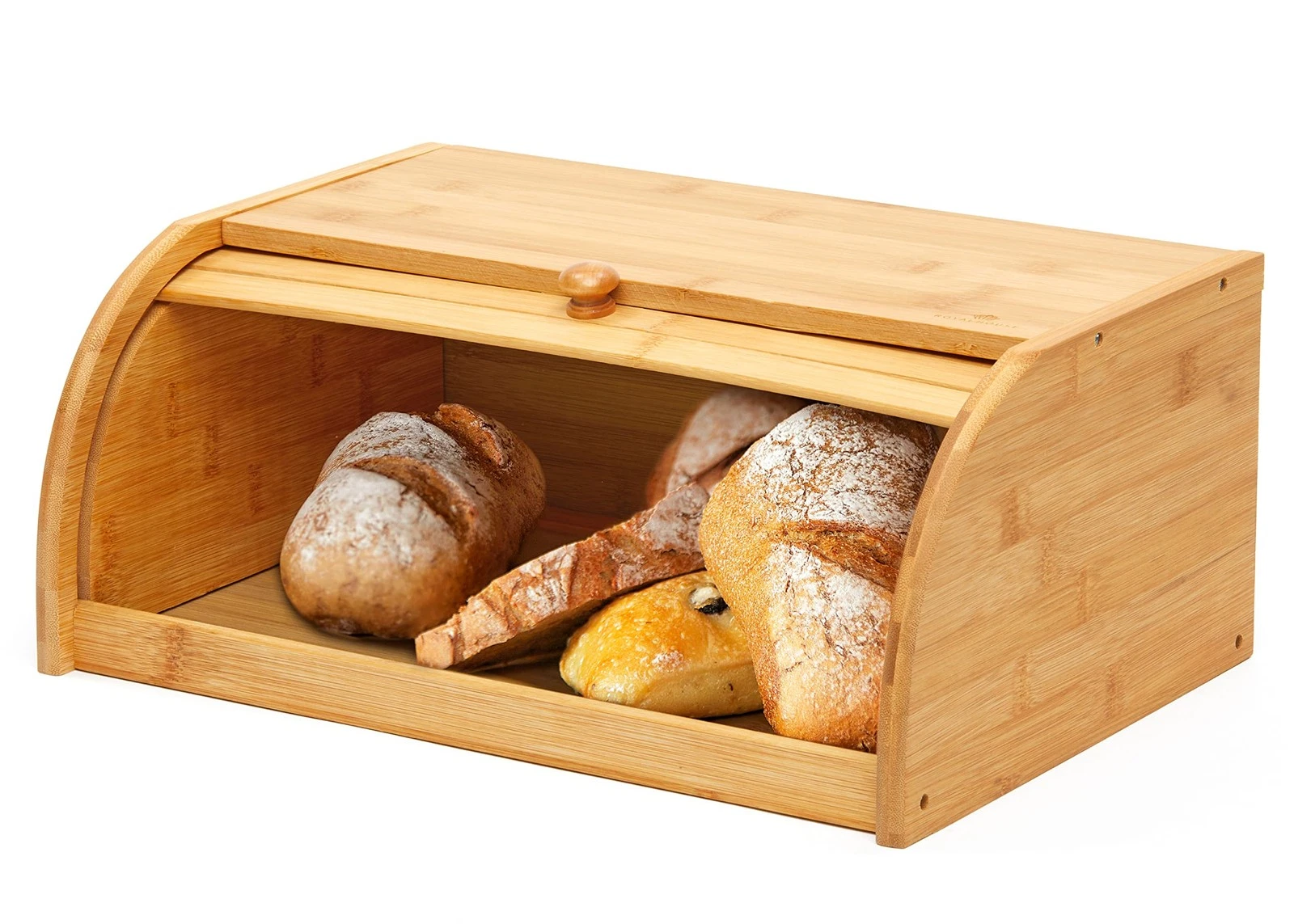 Bamboo Roll Top Bread Box Kitchen Storage - Easy Assembly Required