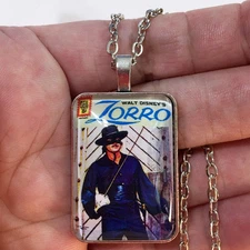 ZORRO #15 Guy Williams PHOTO COVER Key Ring or Necklace DELL TV SHOW COMIC BOOK