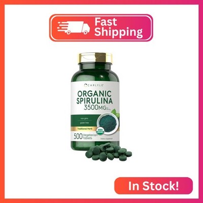 Carlyle Organic Spirulina Tablets 3500mg | 500 Count | Non-GMO & Gluten Free Sup