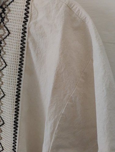 L Beige Guayabera Shirt - Geometric Embroidery - Good Cond. - Picture 5 of 5