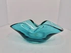 HTF Vintage MCM Blenko Glass 994 Ashtray In Aqua 8.25” 1 Yr Only Stunning