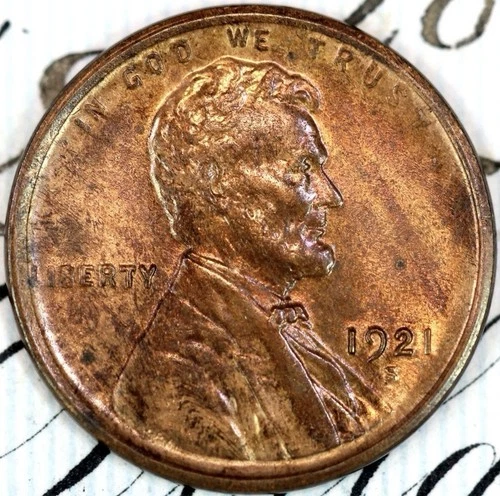 1921-S SOLID+ GEM BU MS LINCOLN WHEAT PENNY DC418 FROM MATTHEWS HOARD