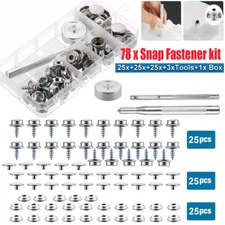 78pcs Boat Marine Canvas Snap Cover Button Fastener Socket Kit Stainless Steel