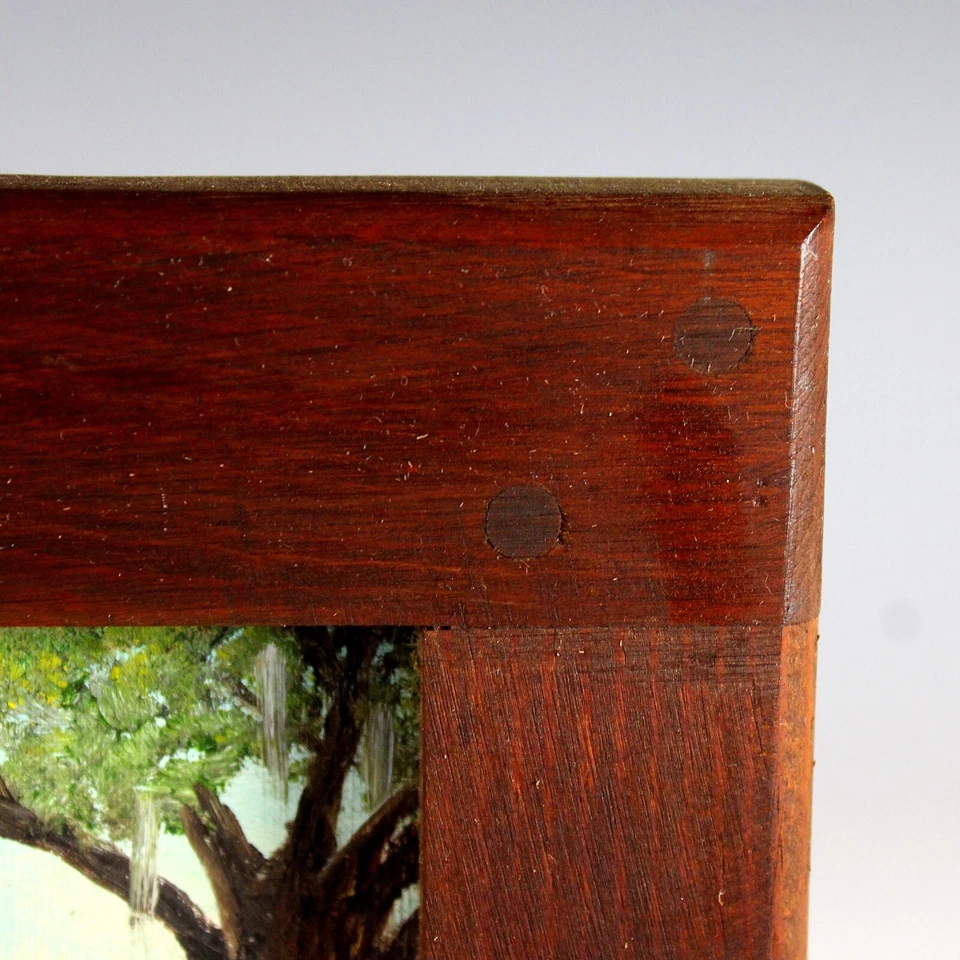 Original Am Framed Folk Art Primitive Painting signed D. Odem Farm - Image 4 of 4