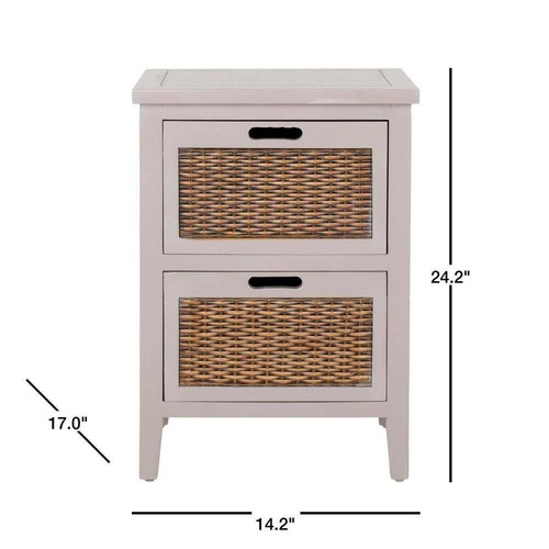 SAFAVIEH End Table 24.2"x14.2" Gray Wood Storage Rectangle Farmhouse Indoor - Picture 3 of 5
