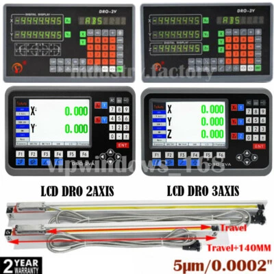 FASTTOBUY 2 3 Axis DRO Digital Readout Display 5μm TTL Linear Scale CNC Mill Lathe Machine