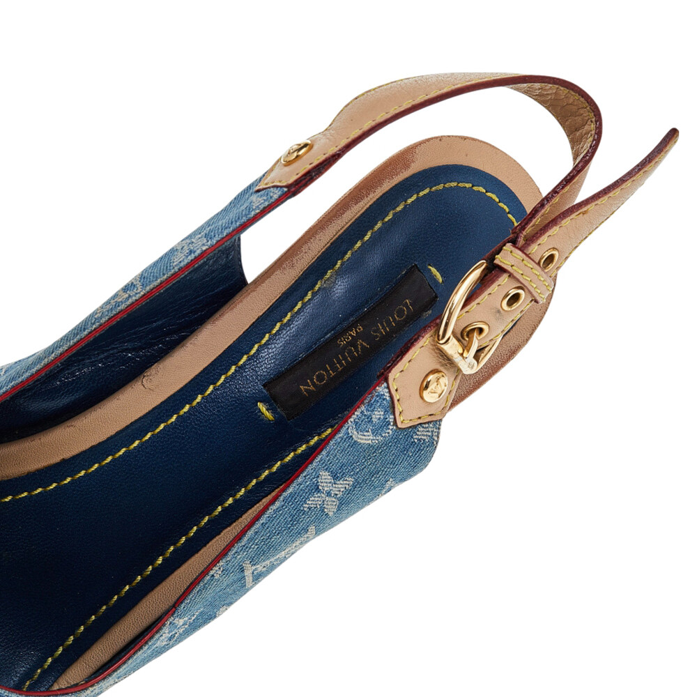 Louis Vuitton Blue Monogram Denim and Leather Slingback Louis Vuitton Blue Monogram Denim and Leather Slingback