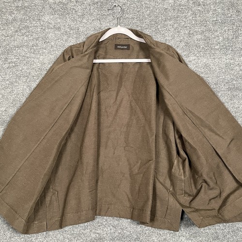 Chaqueta Eskandar Mujer Talla 6 8 Frente Abierto Chaqueta Luz Marrón Seda Ropa de Trabajo - Imagen 5 de 9