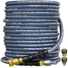 100FT 4800PSI Pressure Washer Hose 3/8" Wire Braided Kink Resistant Power Hose