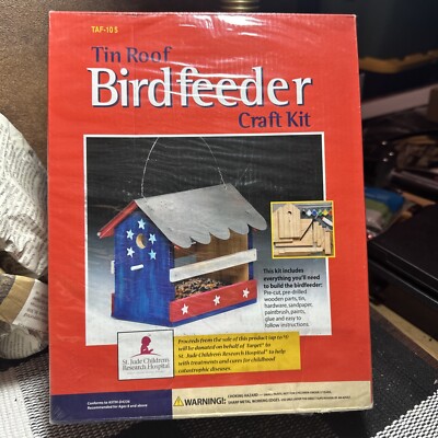 Vintage New Build Your Own Tin Roof Bird Feeder Complete Kit Brand