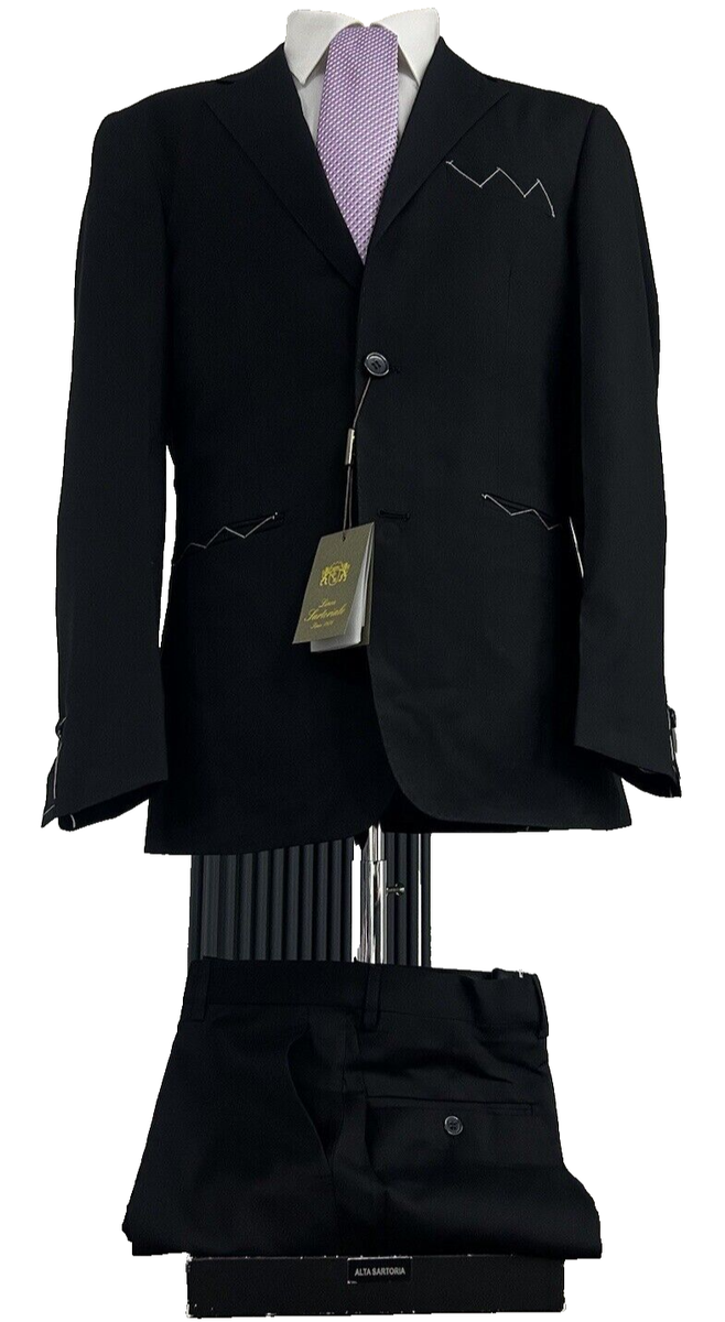Costume Homme 2 Pièces Laine 120S Bleu Foncé Made In Italy – Taille 46 à 60, Cérémonie Et Bureau