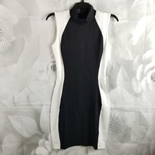 Kendall & Kylie Womens Bodycon Dress Size Medium Fitted Back Cut-Out Black/White