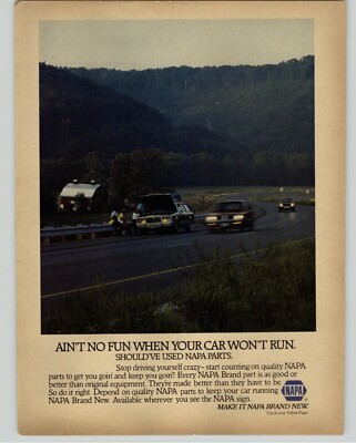 1985 NAPA Parts Promo Red Barn Broken Down Car Mountains Photo Vintage Print Ad