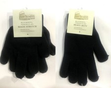 Mens Womens Knitted Gloves Winter Warm Gloves Strechable Basic Plain Black