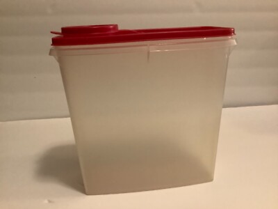 Vintage Tupperware Cereal Keeper Clear 13 Cup #469 Flip-Top Red Seal 