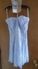 DAVIDS BRIDAL women's Lace Bridesmaid Dress Size 14 Ice Blue