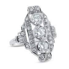 ART DECO STYLE CUBIC ZIRCONIA 925 STERLING SILVER FILIGREE RING 1159z