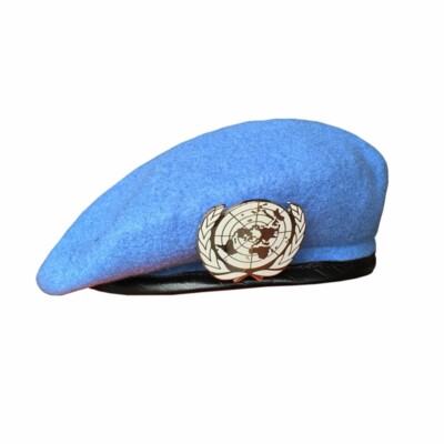 UN BLUE BERET United Nations Peacekeeping Force Cap Hat With UN Badge Size EU 60