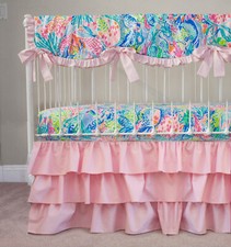 Baby Girl Crib Bedding Set - Pink Lime Mermaid Cove Nursery
