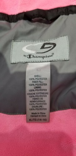 C9 Champion - Girls Puffer Jacket Pink/Gray (Sz XL/TG 14-16) winter Coat - Picture 8 of 12