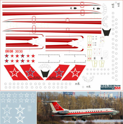 1/144 PAS-DECALS Tu-134 -01 Air Force Russia 