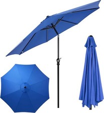 9FT Patio Umbrella Push Button Tilt Crank Outdoor Pool Umbrella 6 Sturdy Ribs