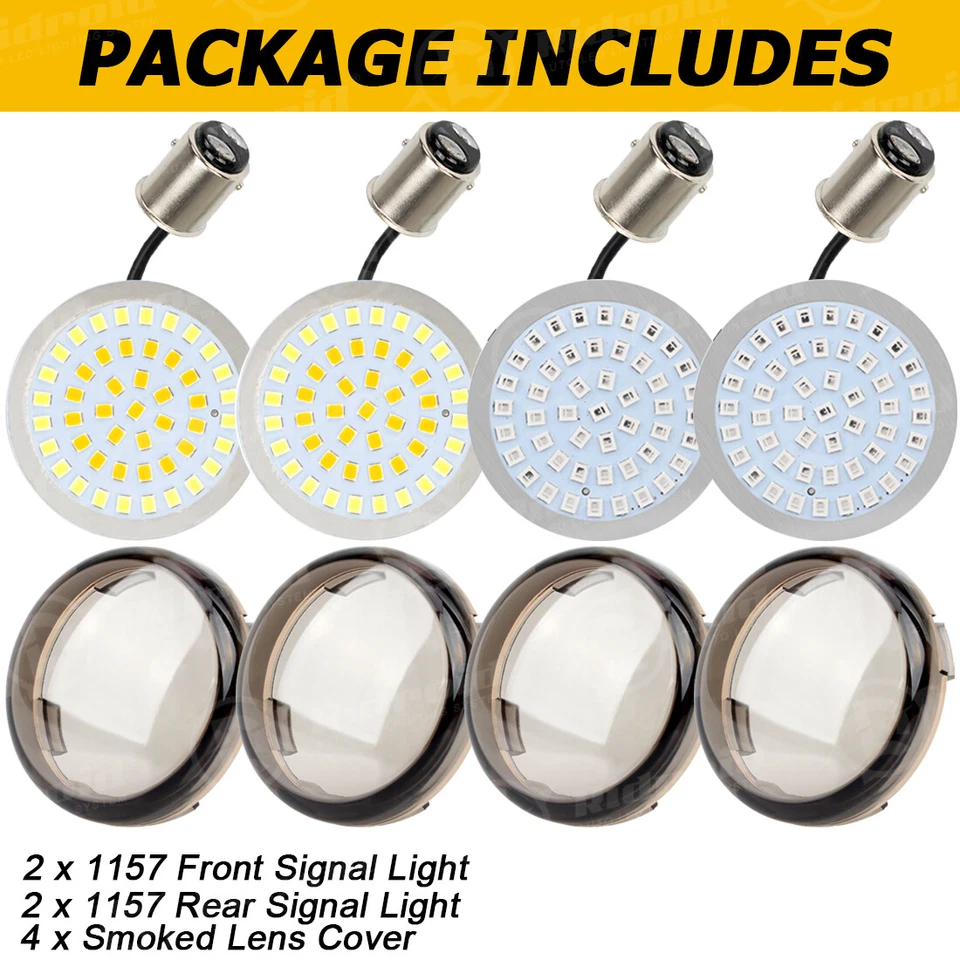 Luces traseras delanteras intermitentes LED para Harley Street Glide Road King 1157 4 piezas Foto 4 de 4