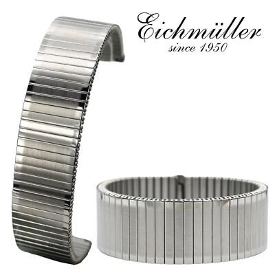 Uhrenarmband Edelstahl in 8/10/12/14/16/18/20 mm Flexband Zugband Eichmüller