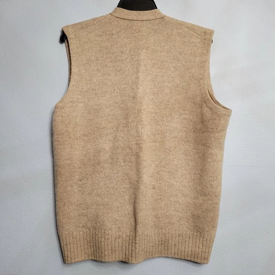 De Colección Robert Bruce Cárdigan de Lana Suéter Chaleco Bolsillo Preppy Beige Para Hombre XL Foto 2 de 4