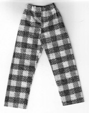 Homemade Doll Clothes-Browns Plaid Print Elastic Waist Pants Ken Doll PP