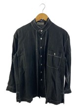 ISSEY MIYAKE 90s Silver Tag Stitch Long Sleeve Shirt, Size M, Linen, Black, Soli