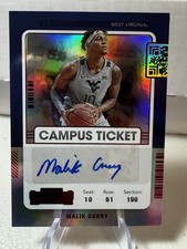 2022 Panini Contenders Campus Ticket Auto Malik Curry West Virginia Basketball