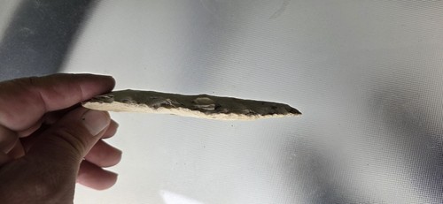 Original Stone Spear Head Point, Stone Blade, Beige/Brown, Approx. 5 in - Picture 2 of 6