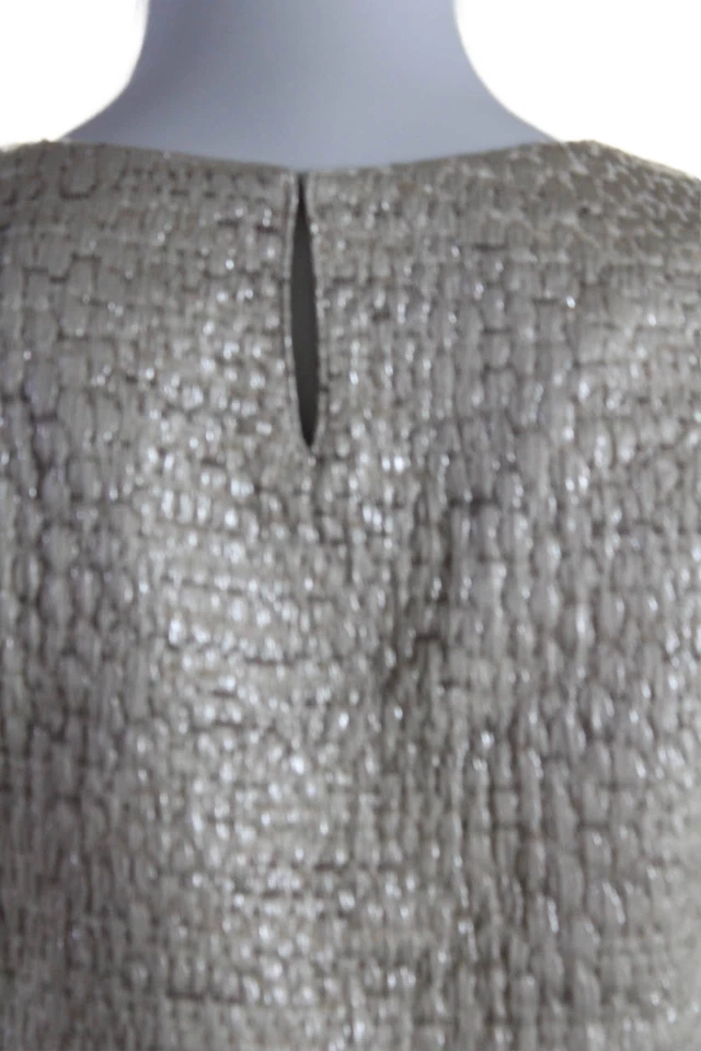 Blusa Top Mujer Steven Alan Metálica Cuello Redondo Manga Corta Dorado Talla S Foto 4 de 4