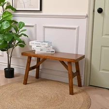 Handcrafted Solid Wood Bench 30 Inch Farmhouse Style Entryway Seating for Living