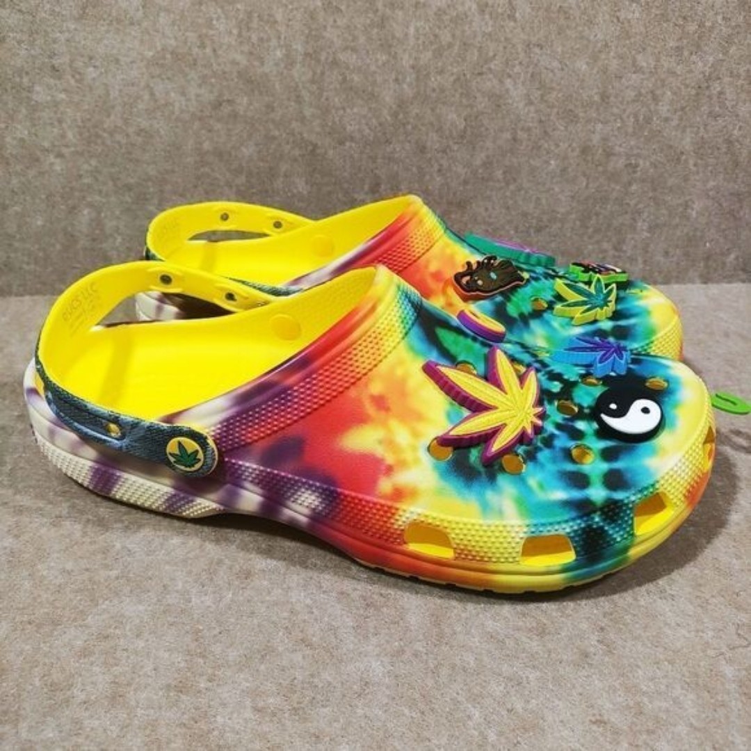 CROCS Half-Baked Classic Tie-Dye Yellow Men’s Slip-On Clog Sandals with Charms Crocs Yellow Half Baked Classic Clogs Crocs main image 3