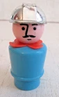 Vintage Fisher Price Little People Silver Hat Constuction Worker Figure