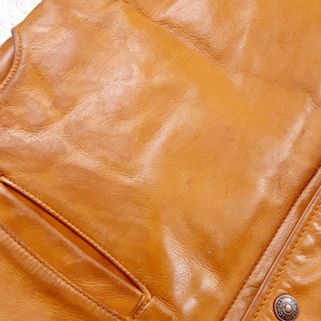 SCHOTT Leather-Combination Down Jacket Men L Gree… - image 9