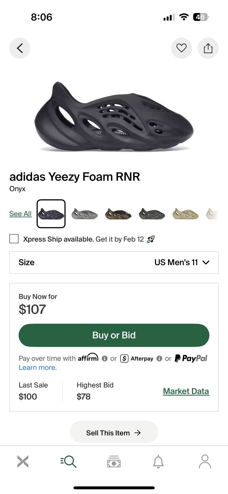 Adidas Yeezy Onyx Foam Runner Size 11 Kanye West YZY  thumbnail 6