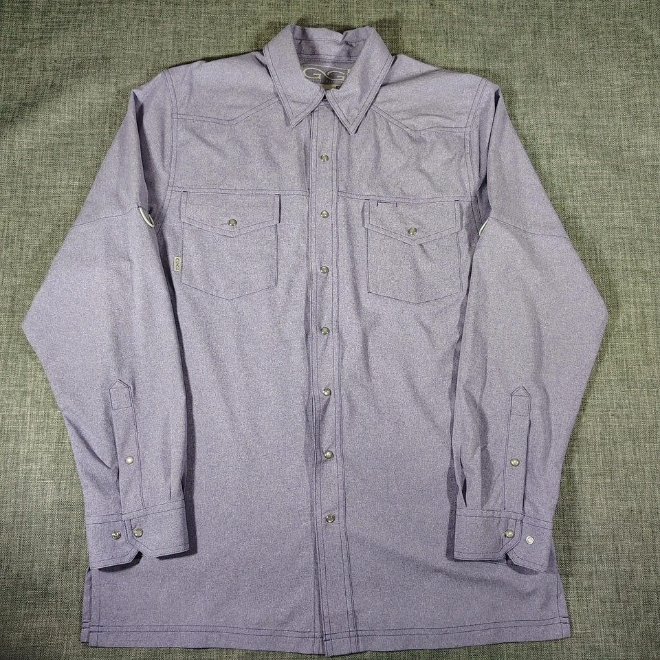 GameGuard 1062 Shirt Mens MED Purple Pearl Snap Western Outdoor Fishing Vented - Image 2 of 4