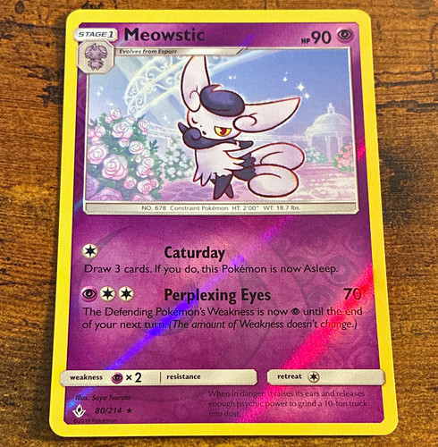 Meowstic 80/214 Sun & Moon Unbroken Bonds Reverse Holo Rare Stage 1 HP 90
